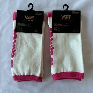 Vans Off The Wall 2 Pair Checkered Logo White/Pink Crew Socks